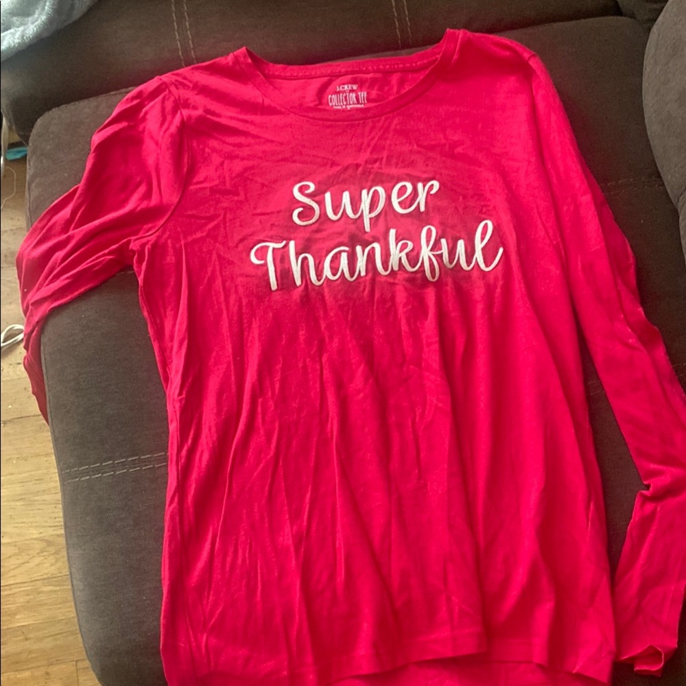 J. Crew Red Long Sleeve Tee - Super Thankful